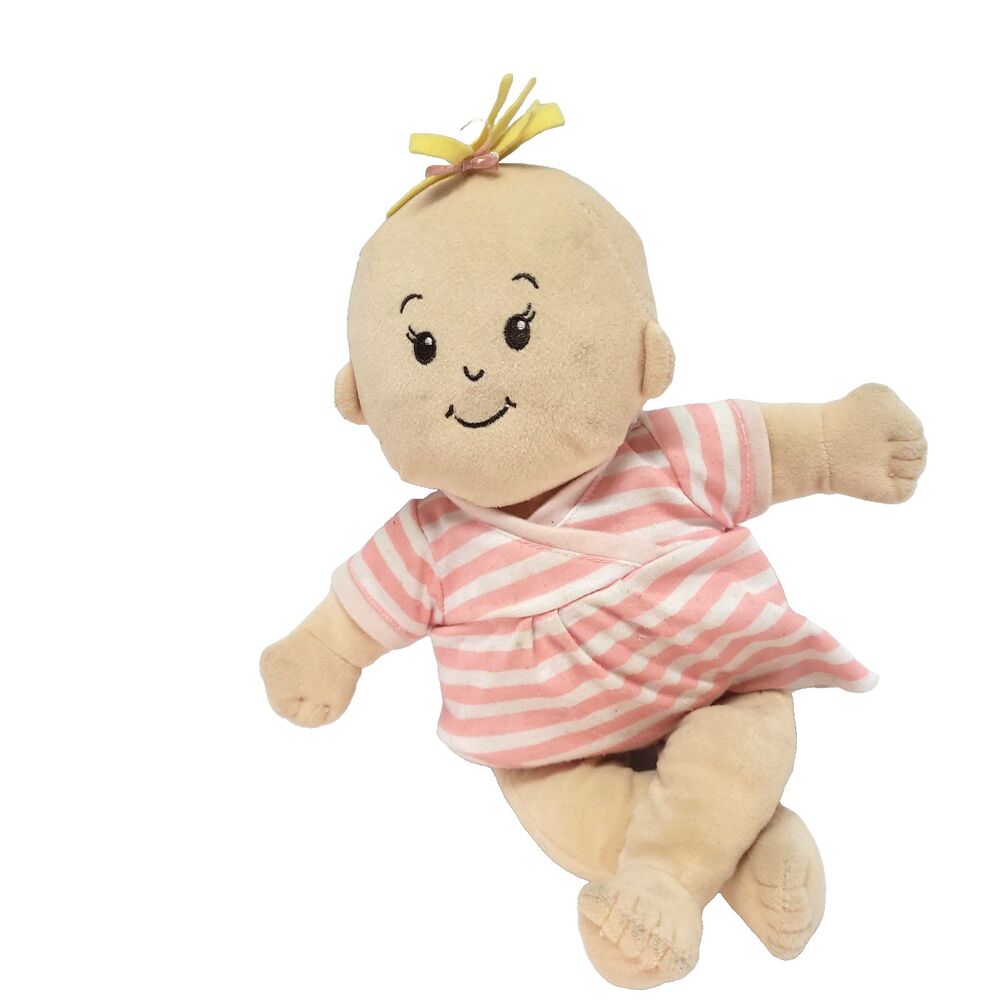 manhattan toy baby stella Cloth doll 13" Plush Striped Dress Magnetic Mouth‎
